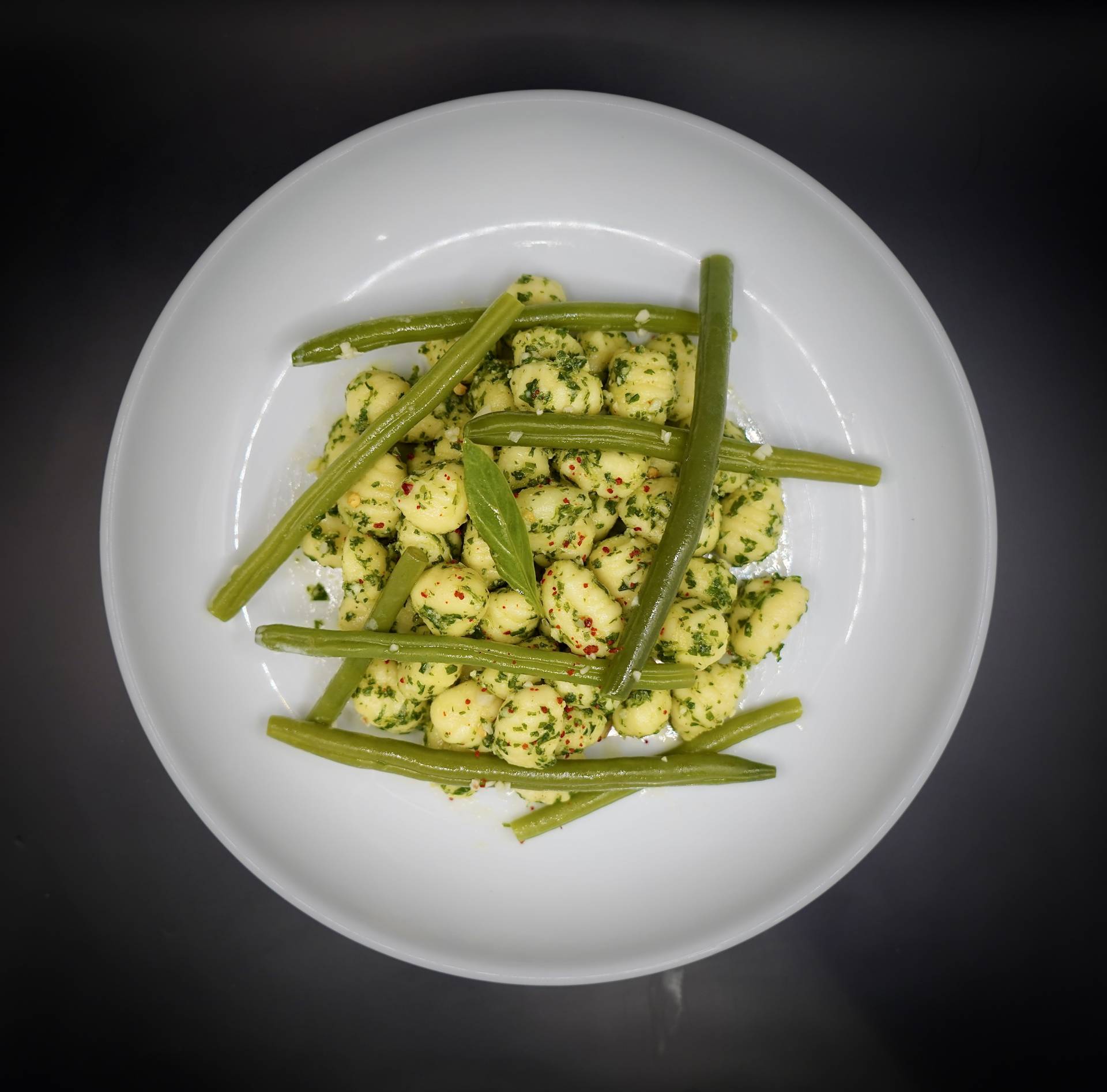 Gnocchis au pesto  et haricots verts(VEGAN)